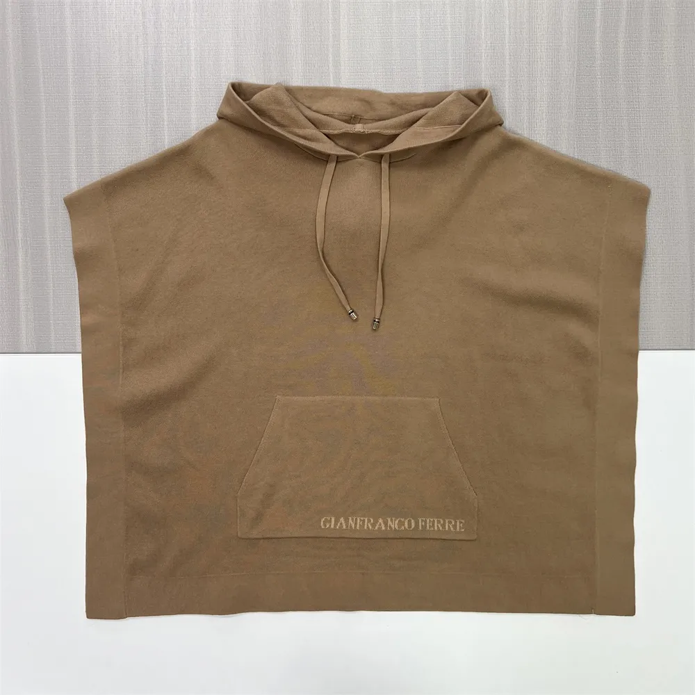 Women's Camel Hooded Poncho Top & Jogger Pants Set - Custom Luxury Loungewear Design