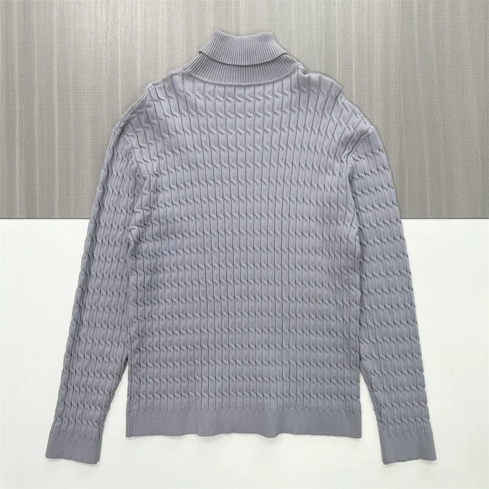 Women's Light Gray Oversized Turtleneck Sweater with All-Over Cable Knit - Custom Textured Casual Apparel