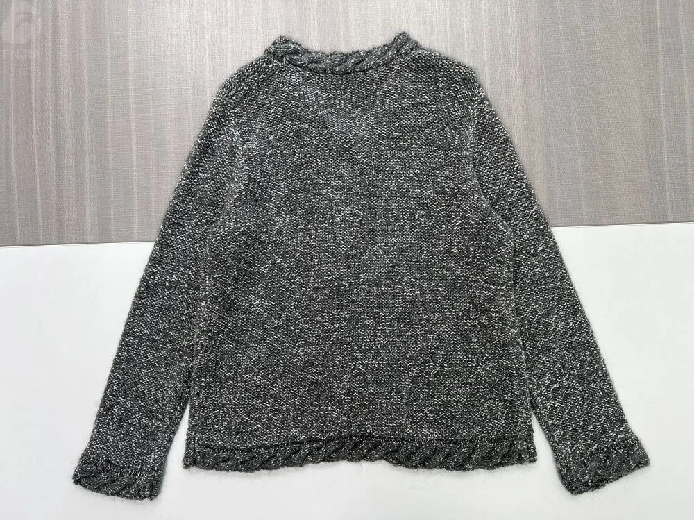Women's Heather Grey Cable-Knit Open-Front Cardigan with Decorative Bow & Pockets