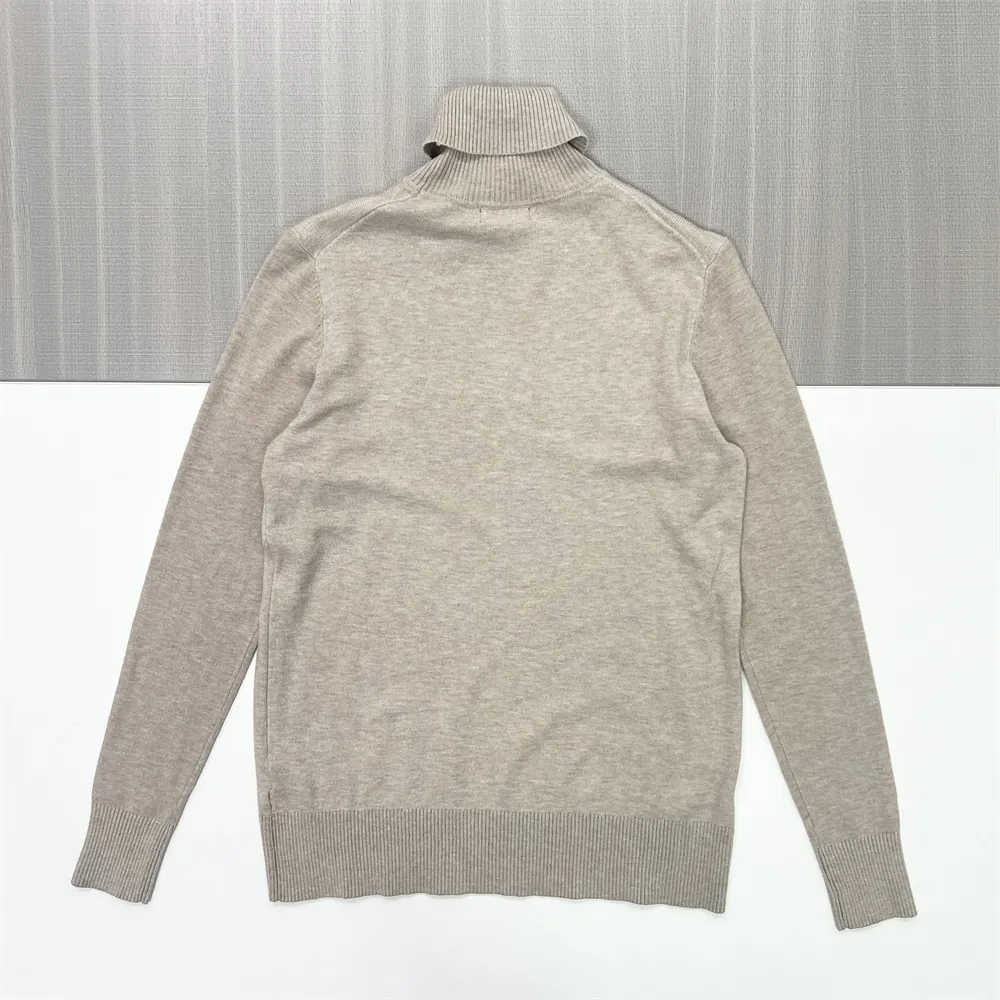 Women's Beige Slim-Fit Turtleneck Sweater - Custom Timeless Basic Apparel