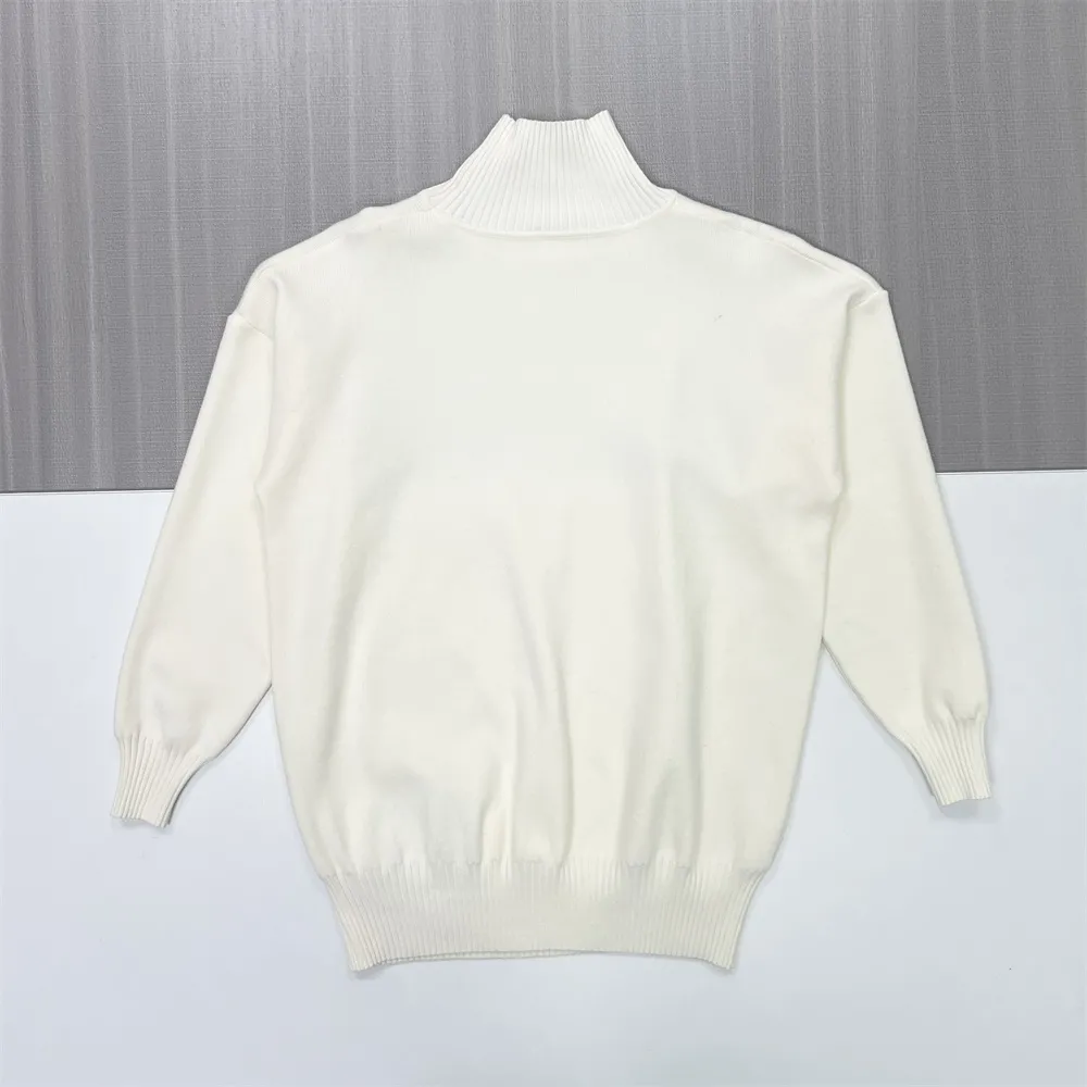 Women's Ivory Oversized Turtleneck Sweater with Puff Sleeves - Custom Elegant Casual Apparel