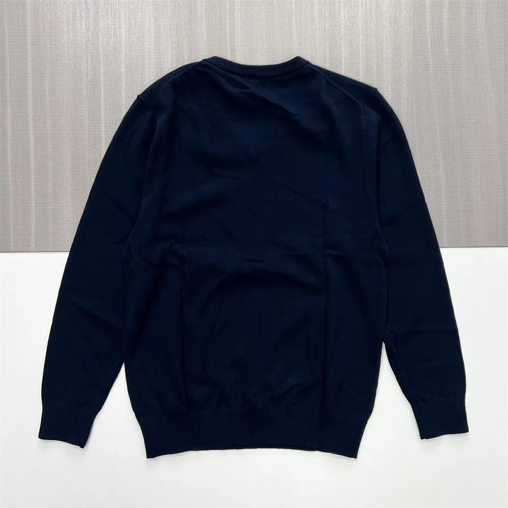 Women's Navy V-Neck Long-Sleeve Knit Sweater - Custom Classic Smart-Casual Apparel