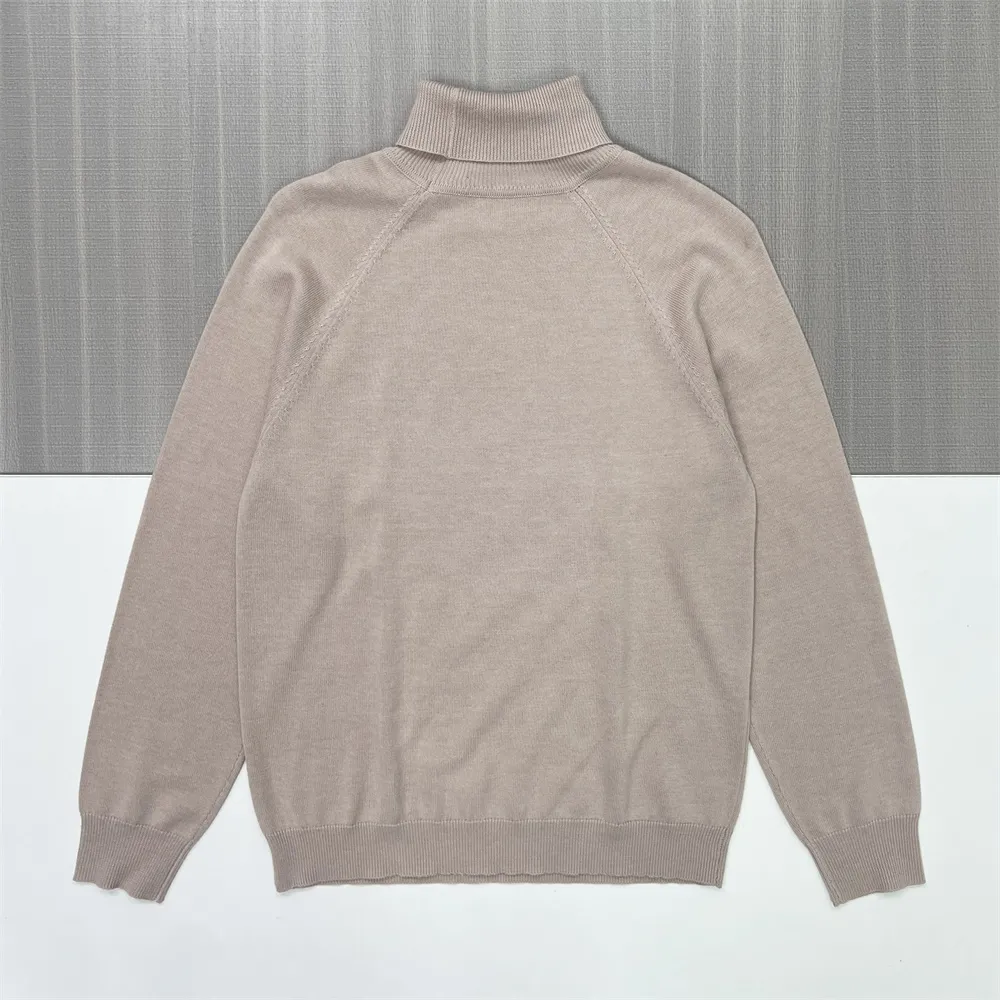 Women's Beige Turtleneck Sweater with Cable Knit & Openwork Detail - Custom Elegant Casual Apparel