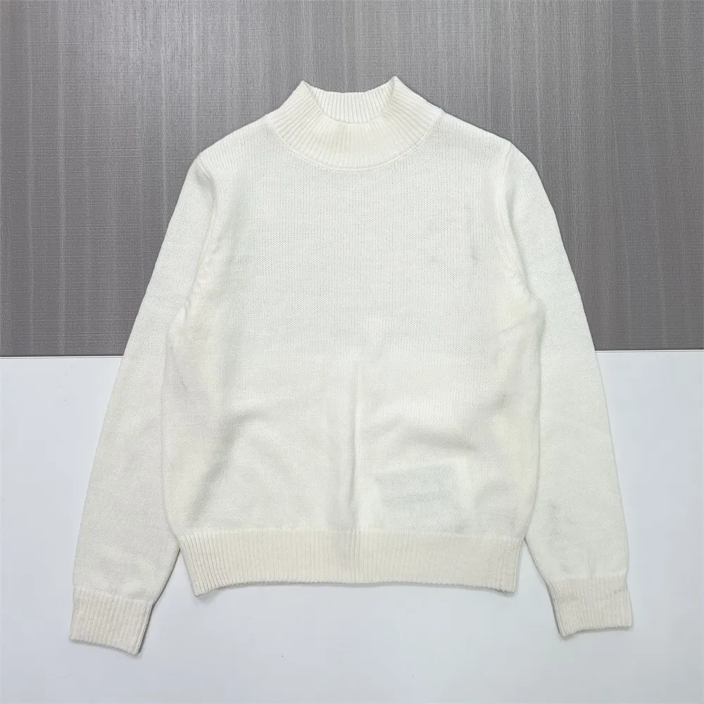 Women's Ivory Oversized Ribbed Turtleneck Sweater - Custom Cozy Minimalist Apparel