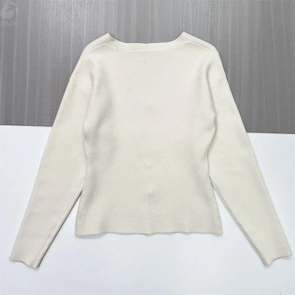 Women's Ivory V-Neck Open-Front Knit Cardigan - Custom Minimalist Versatile Apparel