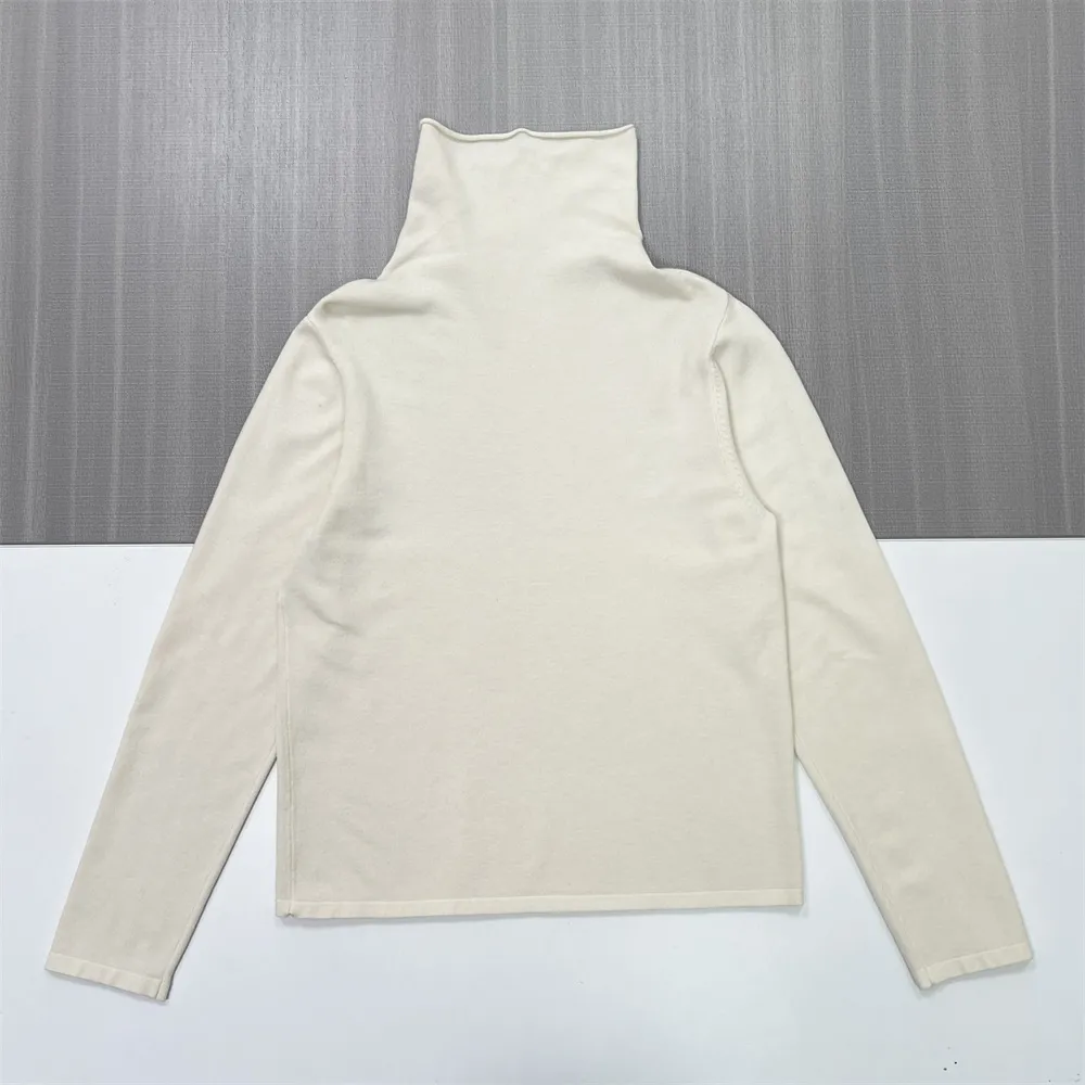 Women's Ivory Slim-Fit Turtleneck Base Layer Sweater - Custom Minimalist Staple Apparel