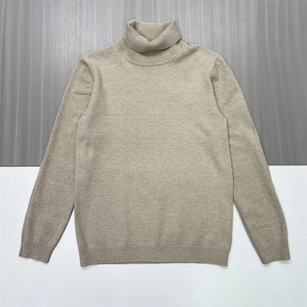 Women's Beige Classic-Fit Turtleneck Sweater - Custom Timeless Staple Apparel