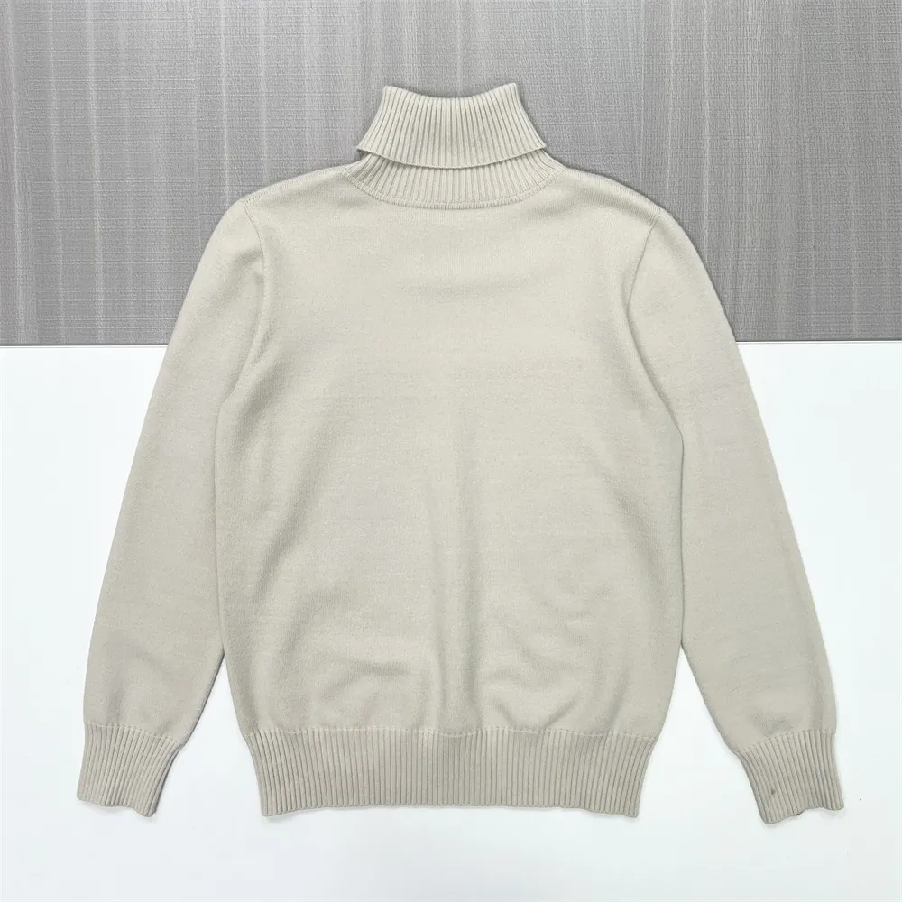 Women's Beige Slim-Fit Turtleneck Sweater - Custom Timeless Basic Apparel
