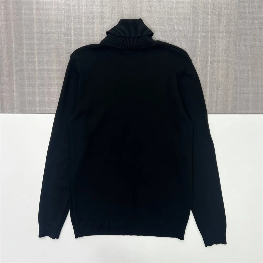 Women's Black Slim-Fit Turtleneck Sweater - Custom Timeless Basic Apparel