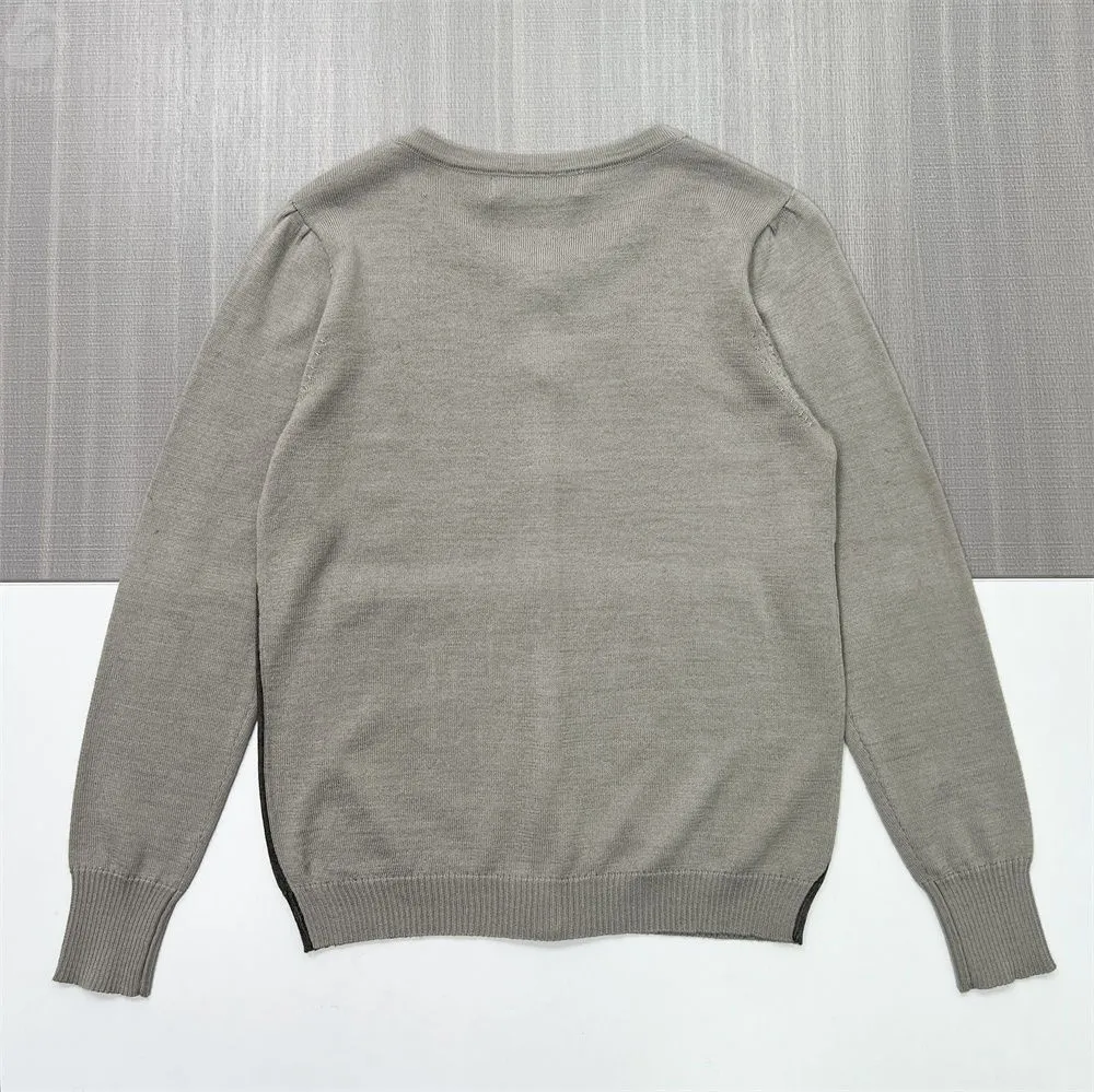 Women's Grey Ombre Sequin-Embellished Knit Cardigan with Crystal Buttons