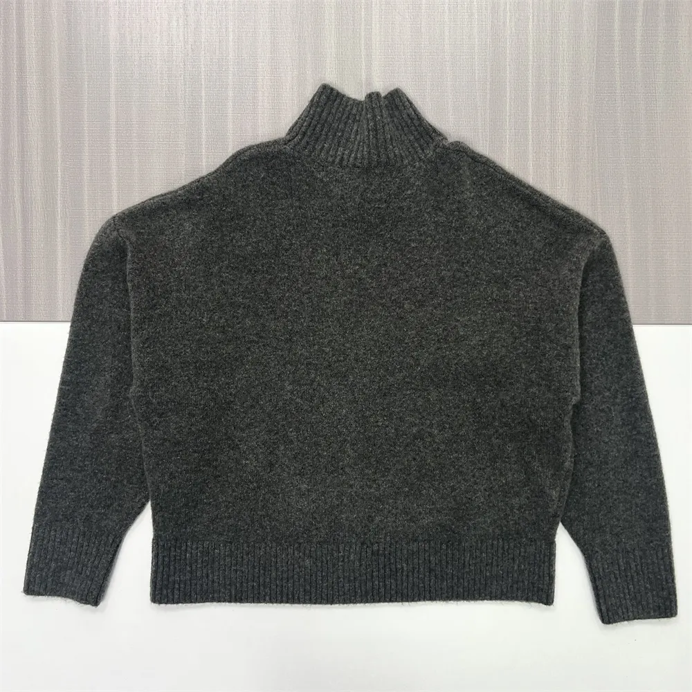 Women's Charcoal Oversized Turtleneck Sweater - Custom Cozy Casual Apparel