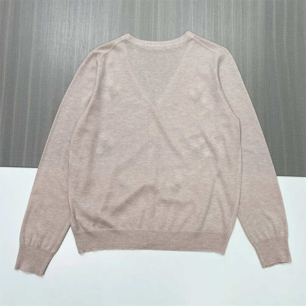Women's Blush Pink Knit Cardigan with White Floral Embroidery