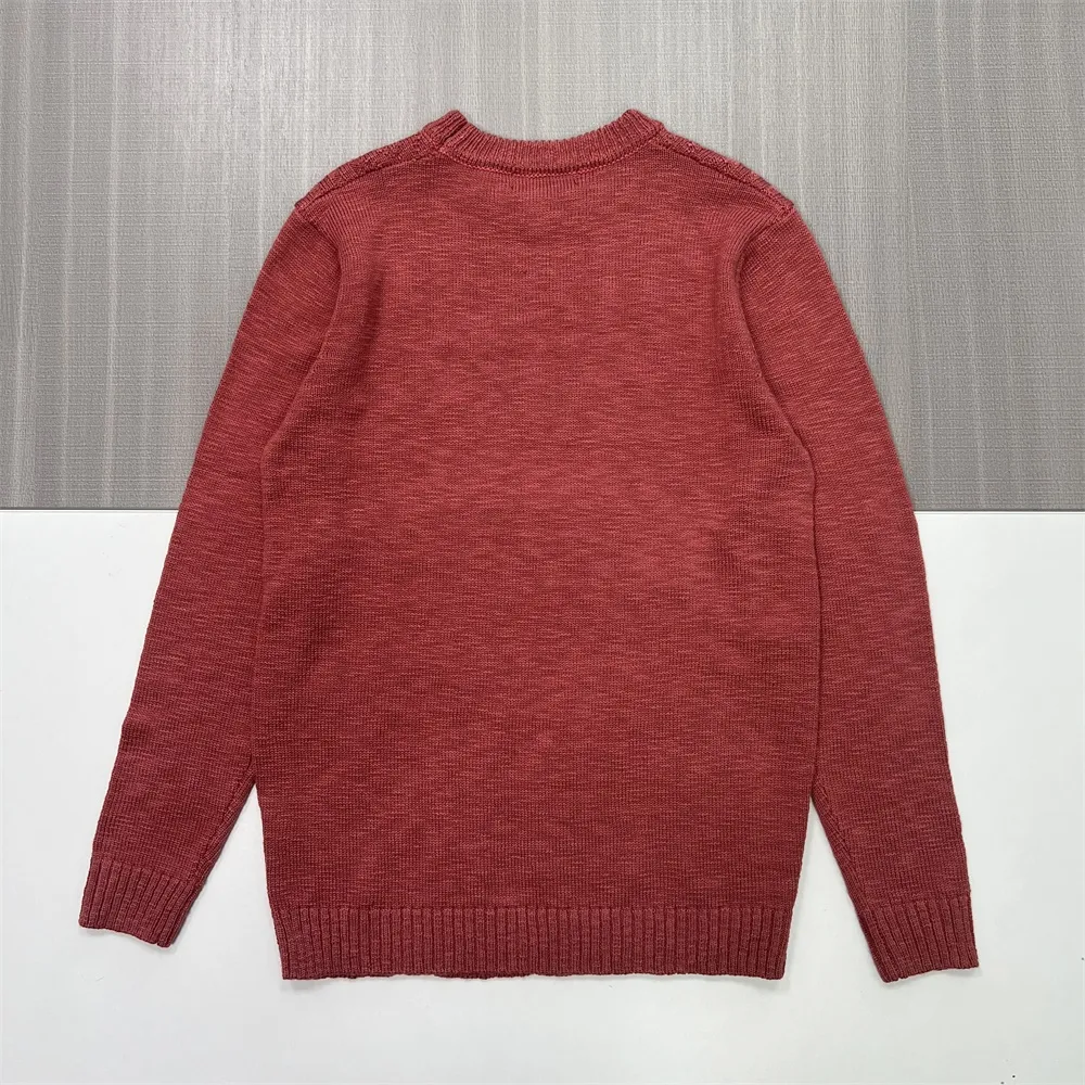 Women's Burgundy Cable-Knit Sweater (Crew Neck, Textured Chevron Pattern)