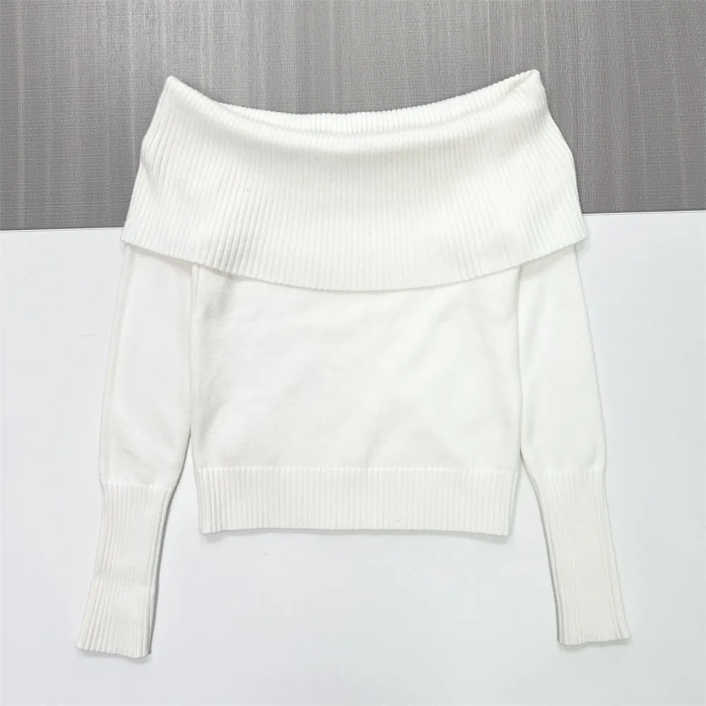 Women's Off-the-Shoulder Rib-Knit Cropped Sweater (Multi-Color Options)