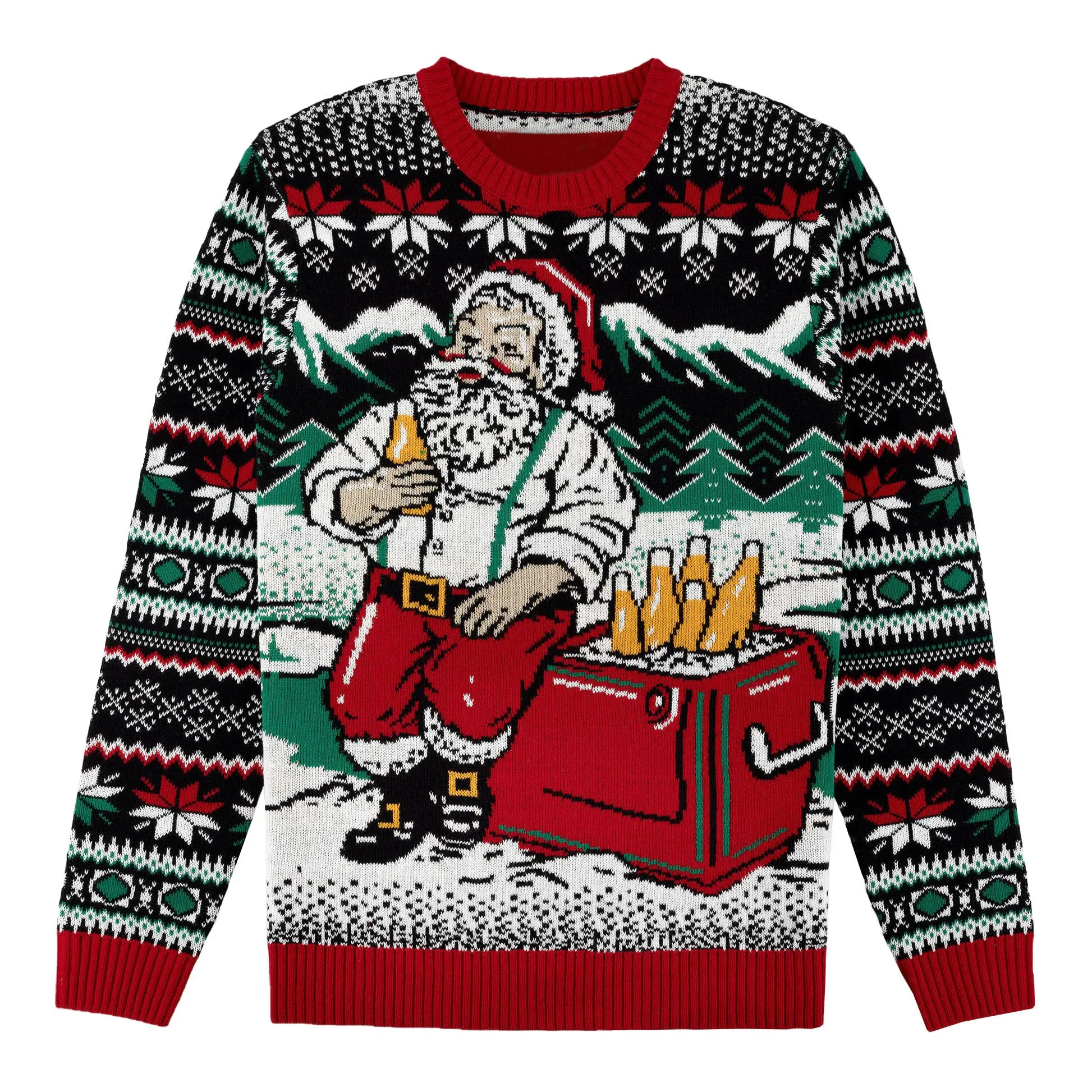 Unisex Ugly Christmas Sweater Round Neck Jacquard Long Sleeve Knit Funny Quirky Pullover Top