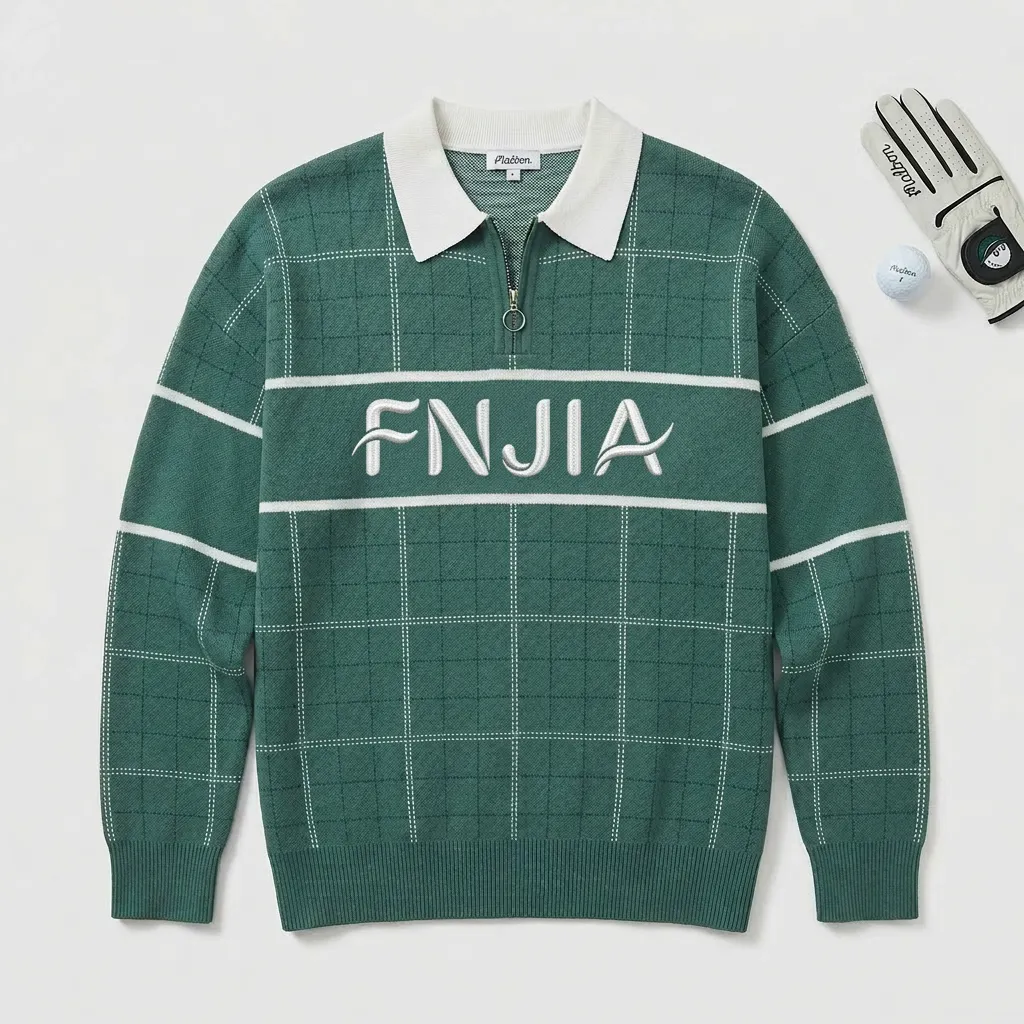 Men's Casual Winter Top Stripe Knit Turndown Sweater Contrast Collar Long Sleeve Soft Cotton Blend OEM Front Logo