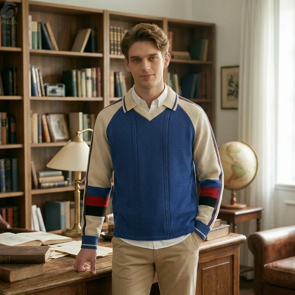 Men's Custom Logo Front Embroidery 3D Striped Knitted Rugby Sweater Pullover Winter Anti-Wrinkle Anti-Shrink