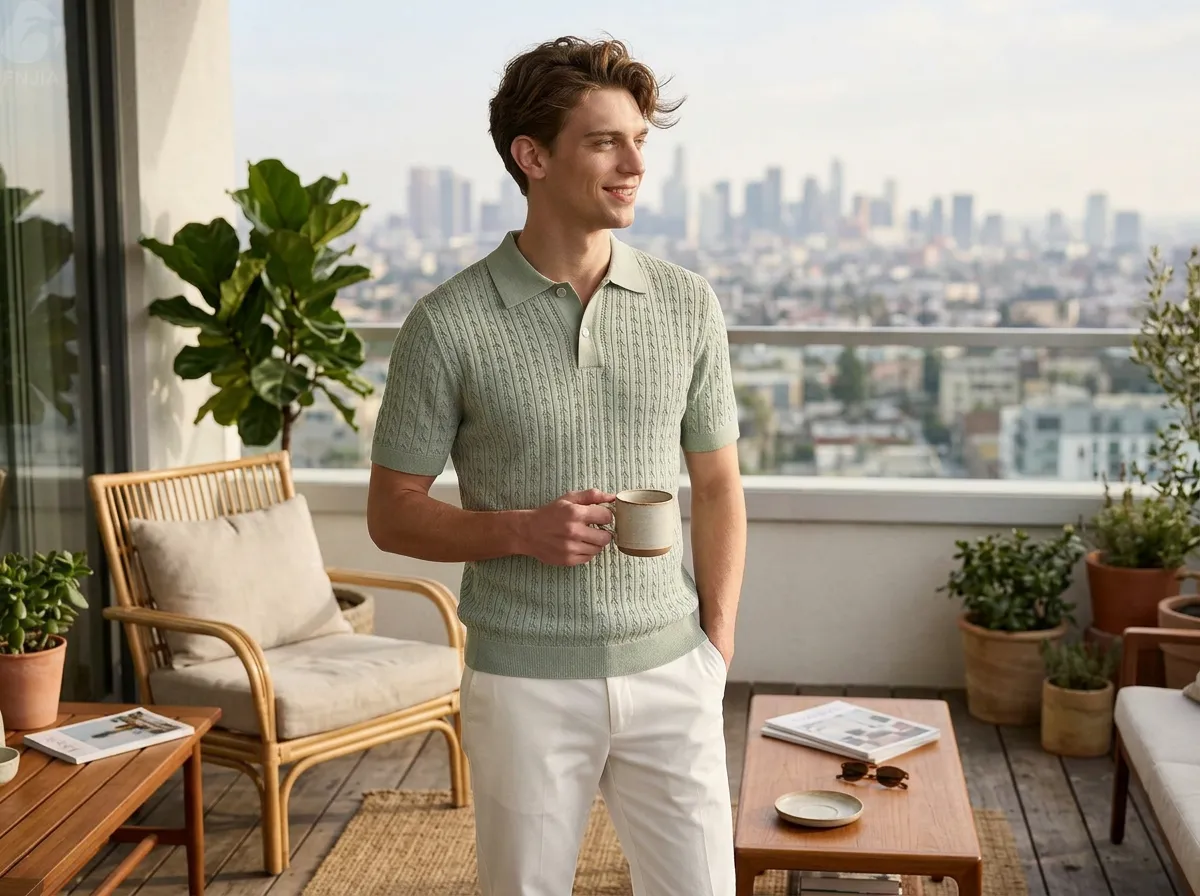 Custom 2026 Comfortable Summer Knitted 100% Cotton Men's Short Sleeve Sweater for Shirt