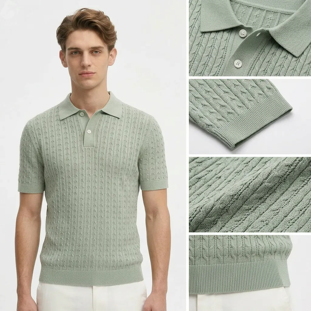 Custom 2026 Comfortable Summer Knitted 100% Cotton Men's Short Sleeve Sweater for Shirt