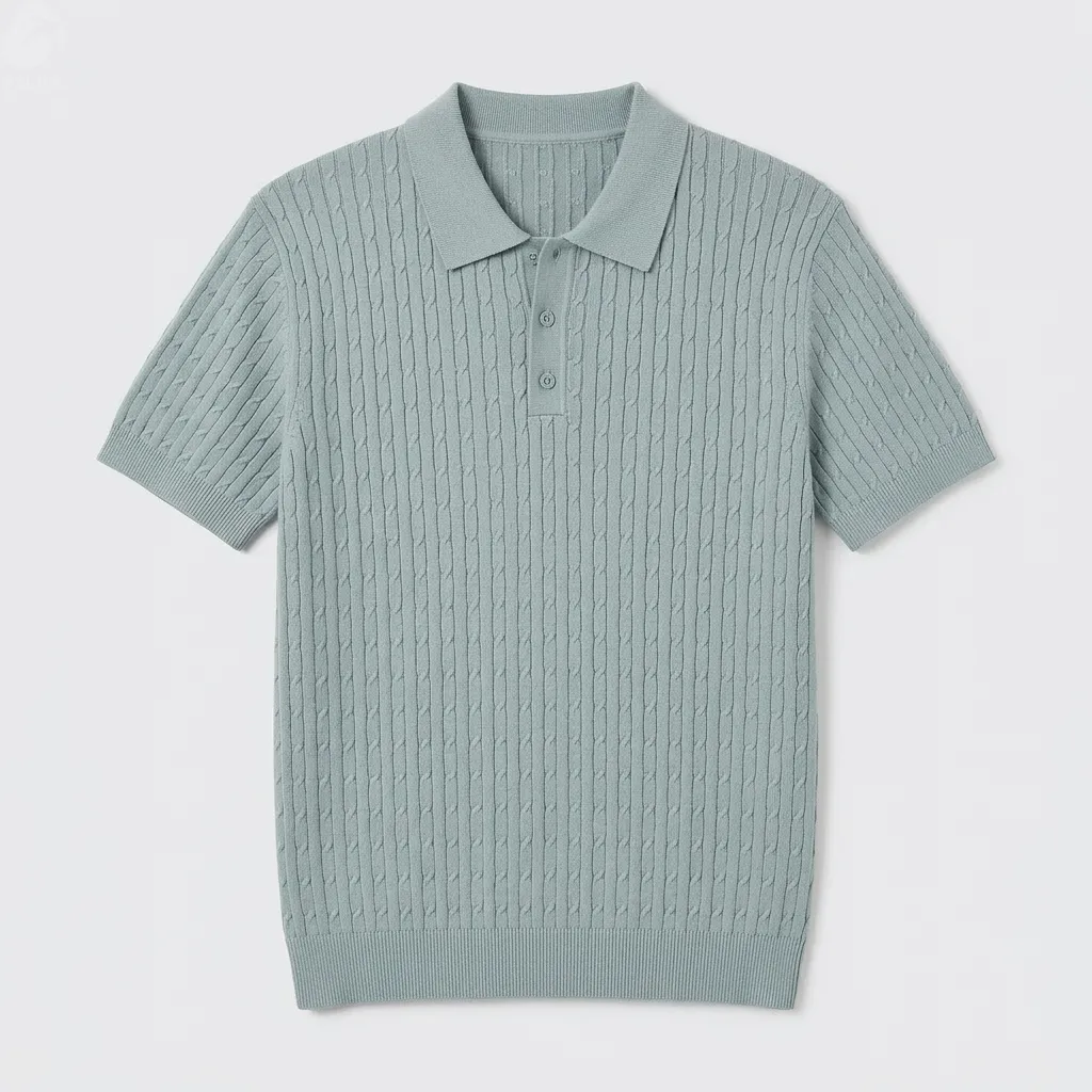 Summer Men's Polo Shirt Solid Color Short Sleeve Collared Knit Sweater Slim Fit Korean Style Top Ribbed Casual Versatile T-Shirt