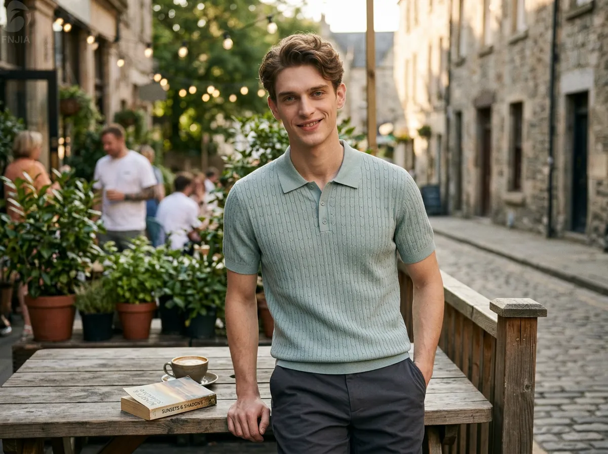 Summer Men's Polo Shirt Solid Color Short Sleeve Collared Knit Sweater Slim Fit Korean Style Top Ribbed Casual Versatile T-Shirt