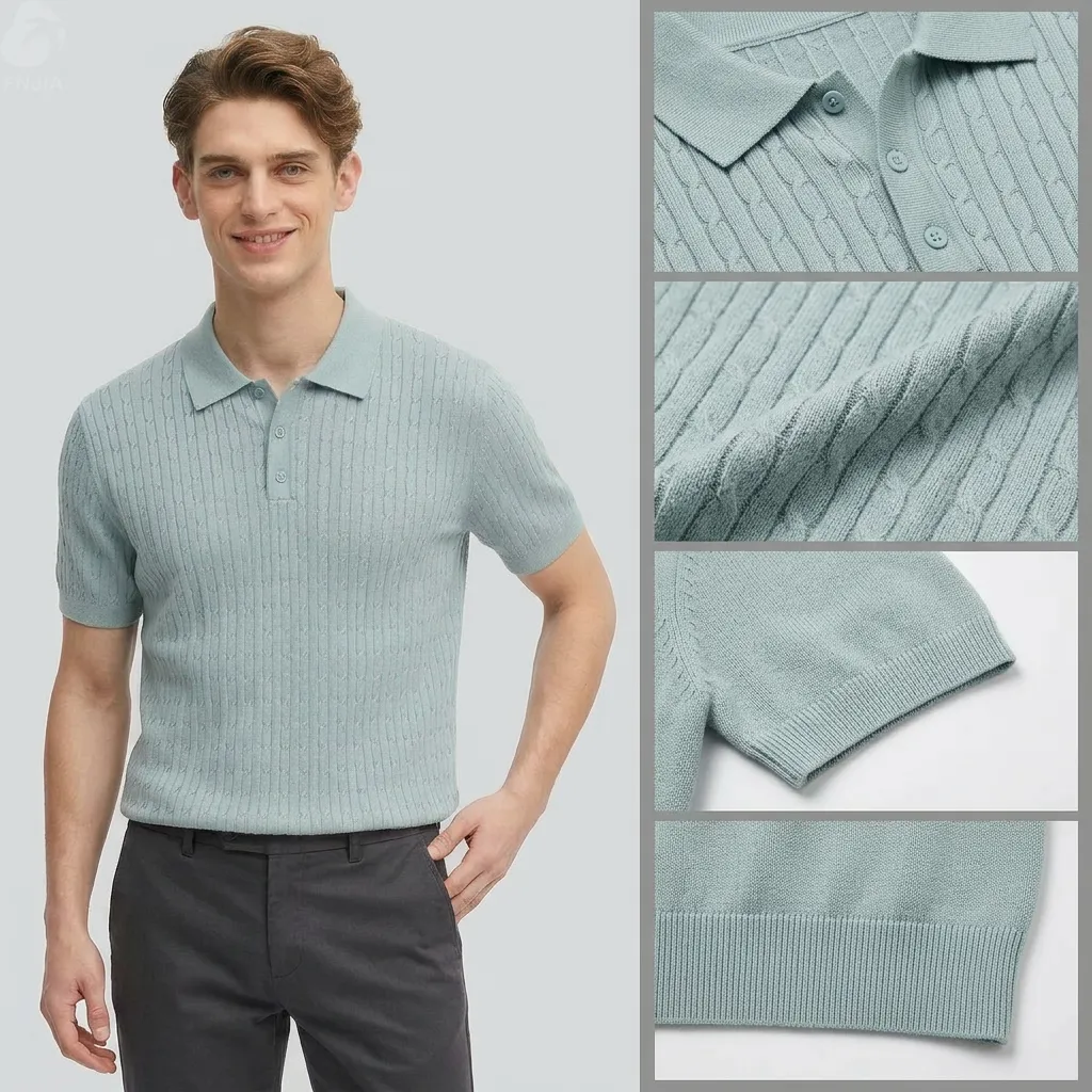 Summer Men's Polo Shirt Solid Color Short Sleeve Collared Knit Sweater Slim Fit Korean Style Top Ribbed Casual Versatile T-Shirt