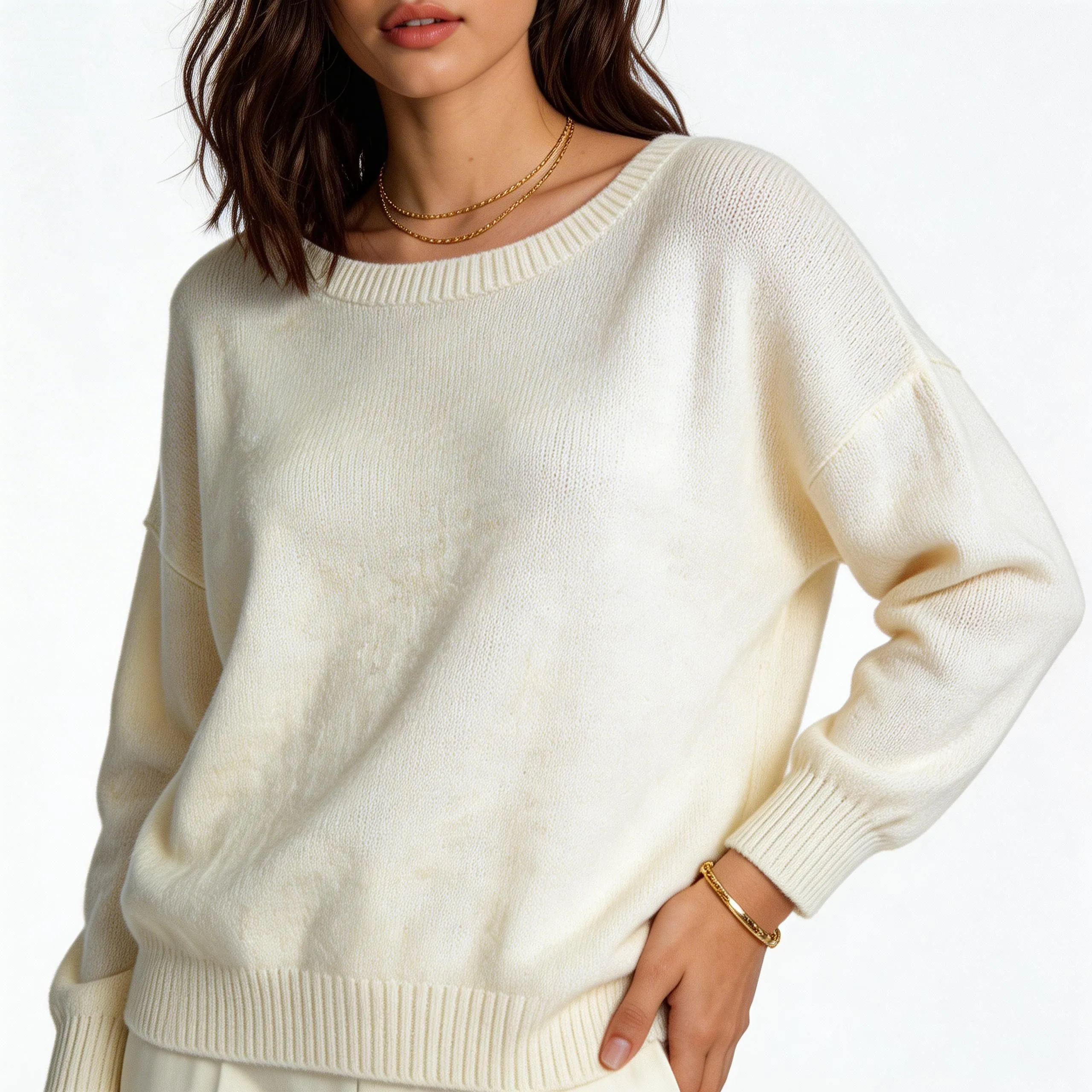 FNJIA Autumn/Winter European Style Round Neck Loose-fitting Pullover Sweater