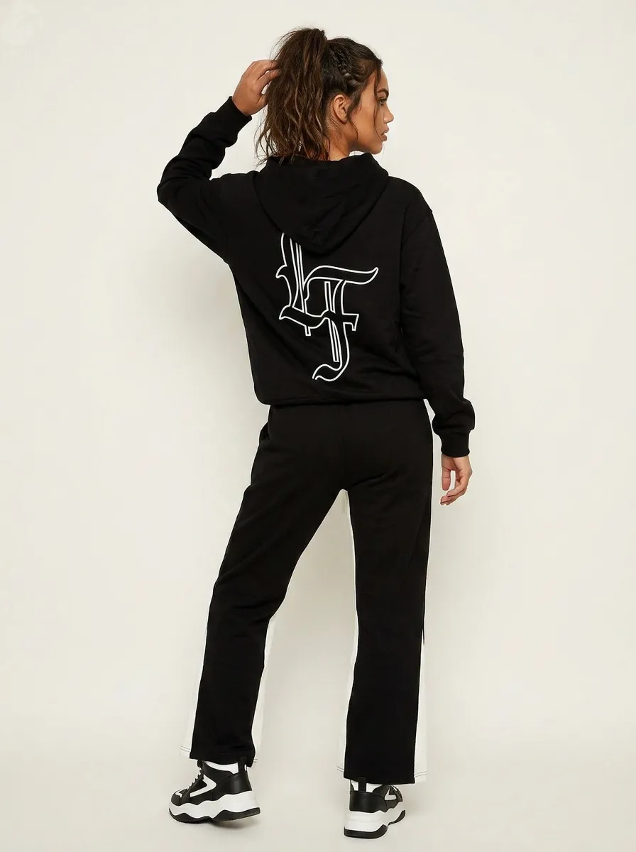 Custom Women's Autumn/Winter Solid-Color Knitted Sweatshirt Set