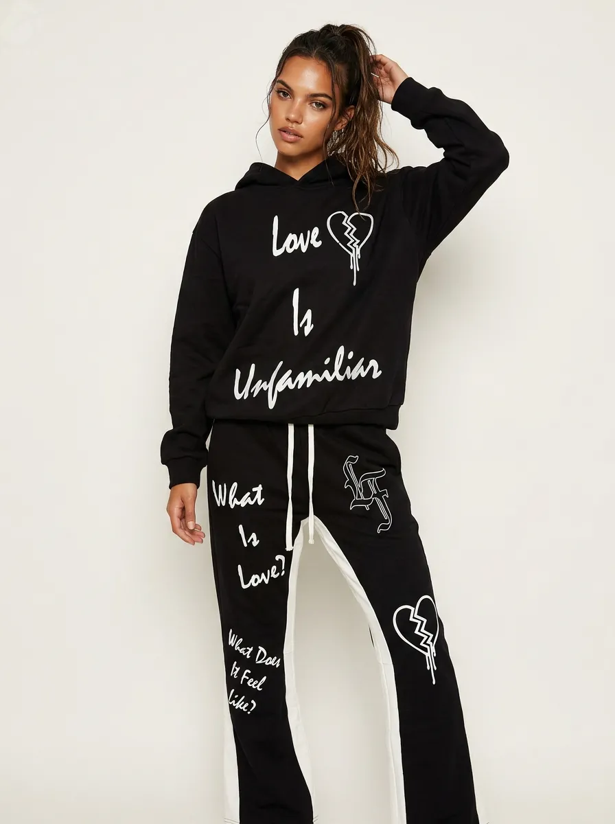 Custom Women's Autumn/Winter Solid-Color Knitted Sweatshirt Set