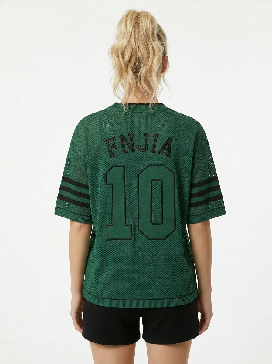 ODM/OEM Short Mesh Sweatshirt for Men, Football Jersey, Mesh Ribbed Knit Crew Neck T-Shirt