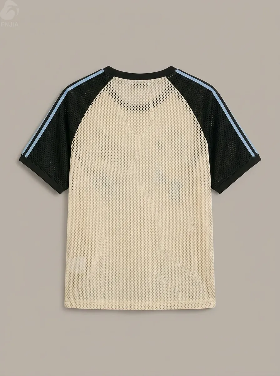 Custom floral embroidered mesh raglan T-shirt/sports jersey