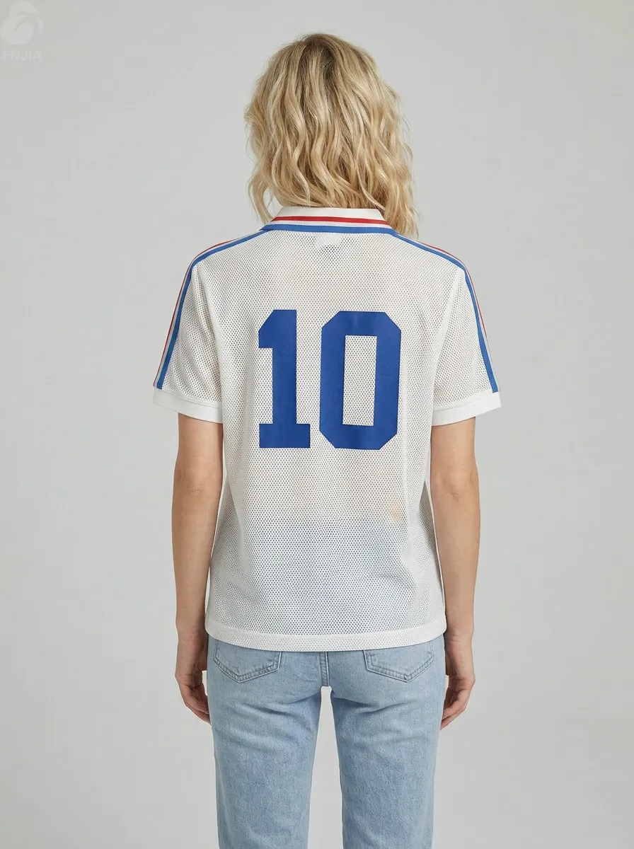 Unisex White Base Red Blue Striped 100% Polyester Mesh Polo Sports Jersey Custom Embroidered Quick Dry Short Sleeve Team T Shirt Wholesale