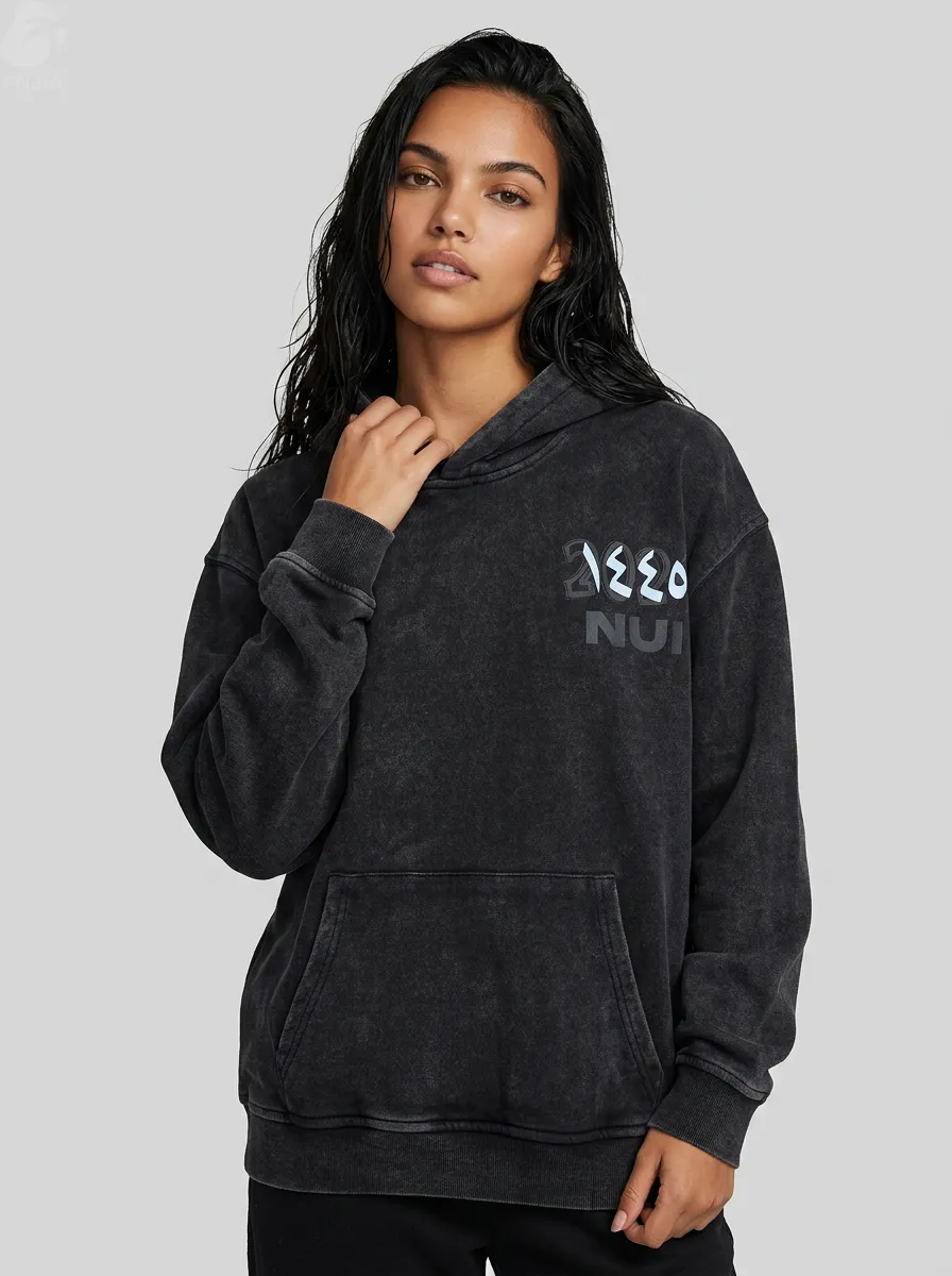 Women's hooded sweatshirt - 100% cotton fleece, embroidered street style, digital print.