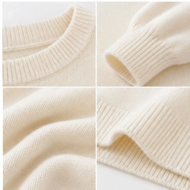 Custom Women Plain Scoop Neck Drop Shoulder Sweater | FNJIA