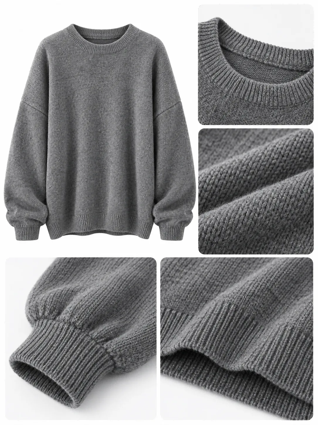 Custom Women Split Hem Crewneck Oversized Sweater | FNJIA