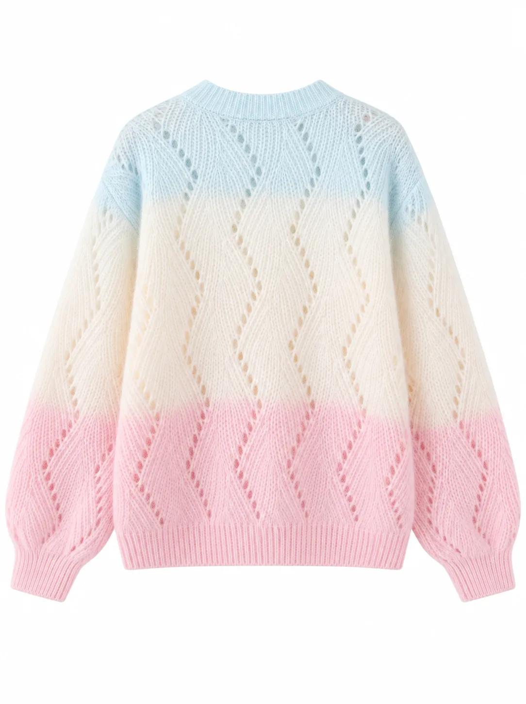 Custom Women Gradient Hollow Out Knit Sweater | FNJIA