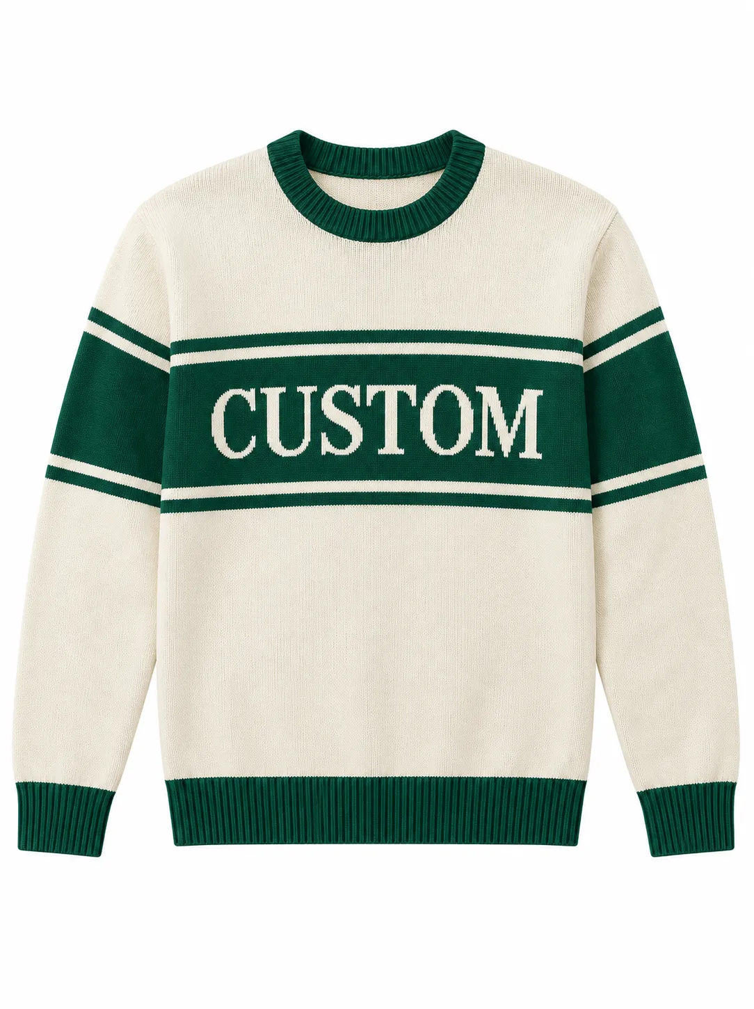 Custom Men Striped Crewneck Logo Knit Sweater | FNJIA