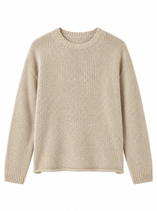 Custom Women Oversized Crewneck Chunky Knit Sweater | FNJIA