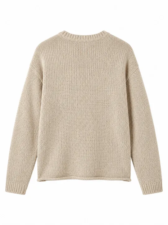 Custom Women Oversized Crewneck Chunky Knit Sweater | FNJIA