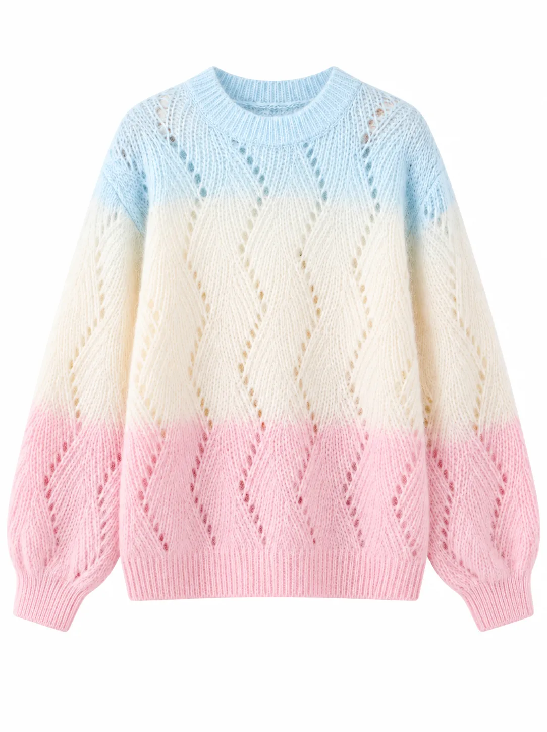 Custom Women Gradient Hollow Out Knit Sweater | FNJIA