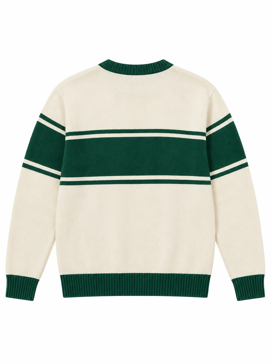 Custom Men Striped Crewneck Logo Knit Sweater | FNJIA