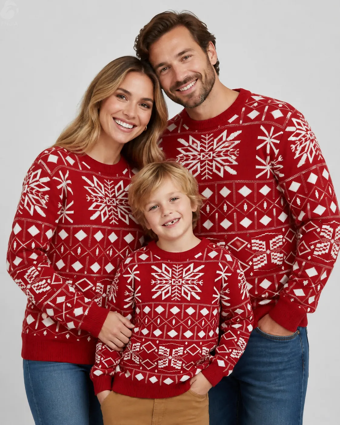 Custom Family Matching Snowflake Christmas Knit Sweater
