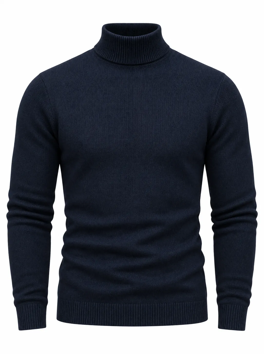 Men's Solid Turtleneck Knit Sweater, Fall Winter Basic Jumper