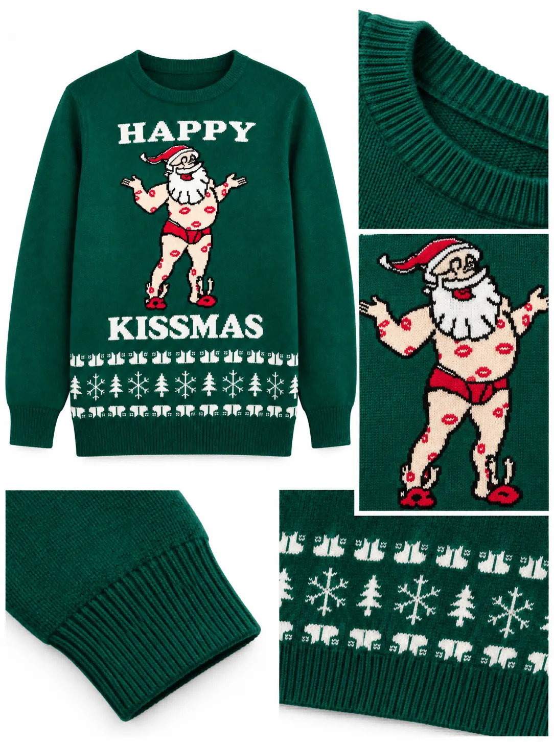Custom Women Funny Santa Crewneck Knit Sweater | FNJIA