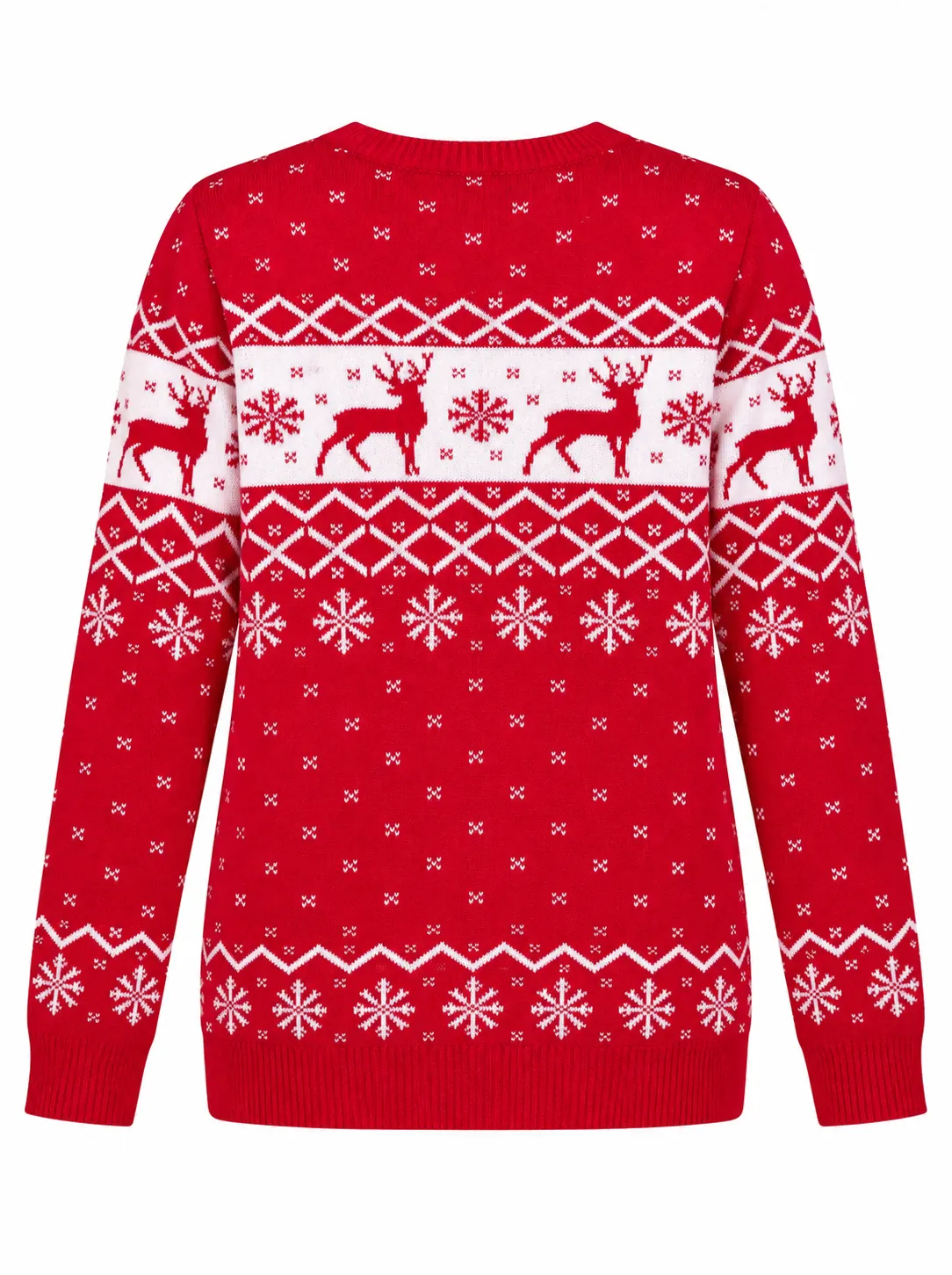 Custom Women Crewneck Reindeer Snowflake Knit Sweater | FNJIA