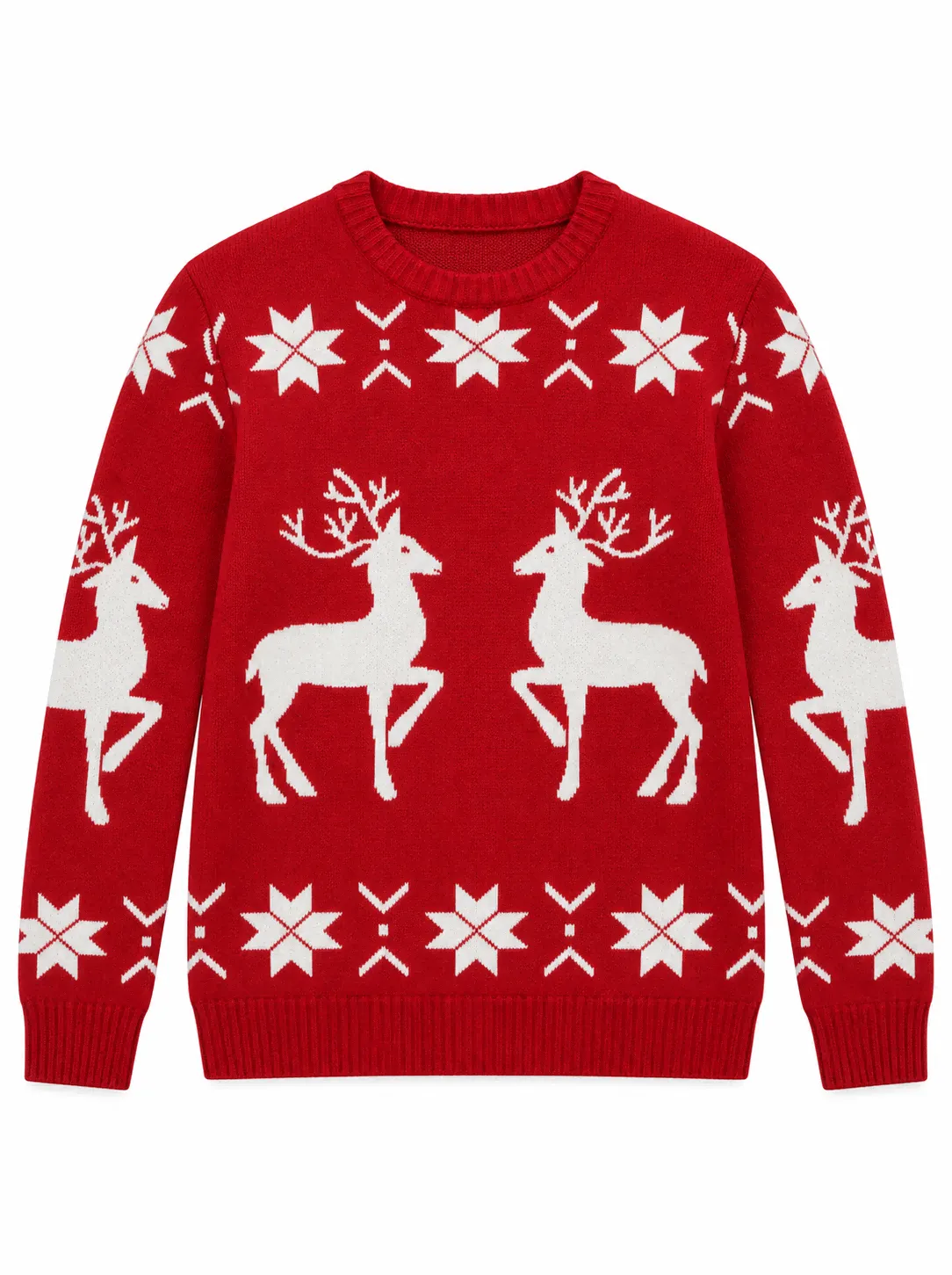 Custom Men Christmas Reindeer Crewneck Knit Sweater | FNJIA